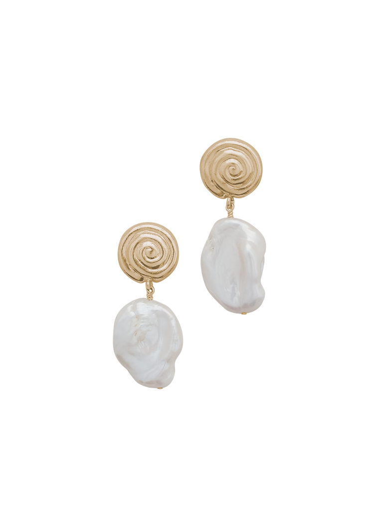 Azul Earrings in Gold & White
