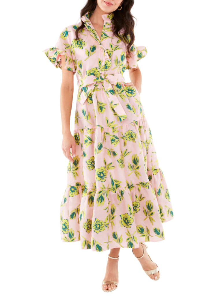 Sadie Maxi Dress Pink Tropical Tulip Jacquard