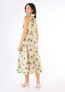 Eden Midi Skirt Pink Tropical Tulip Jacquard