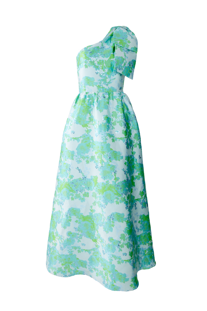 Caroline Gown Green Abstract Brocade