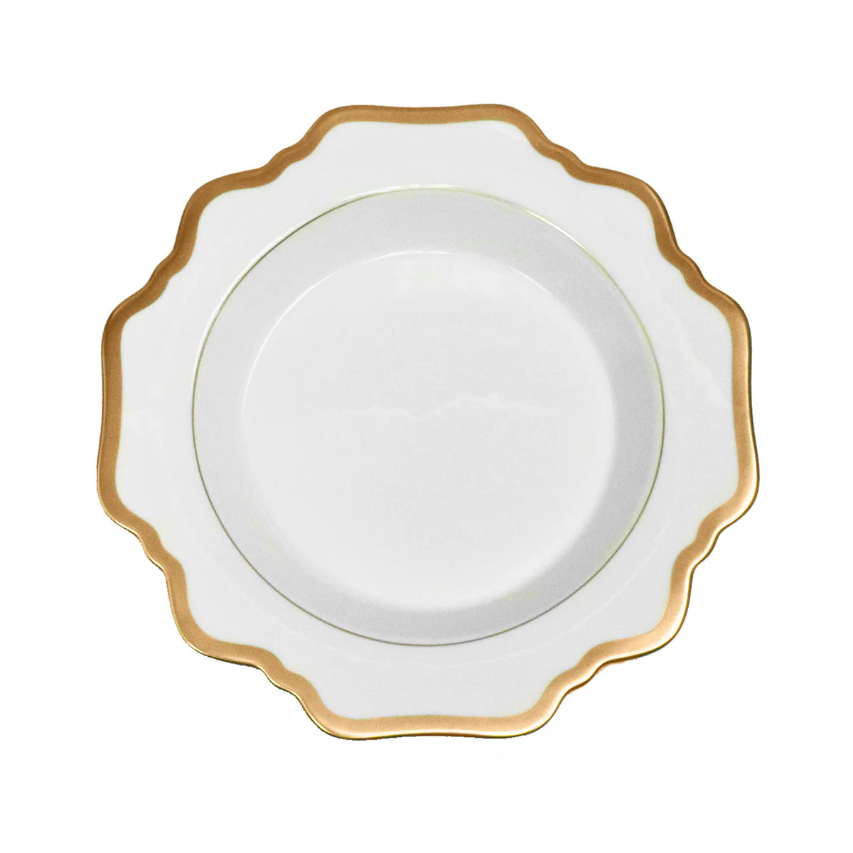 Antique White Rim Soup in Gold Rim