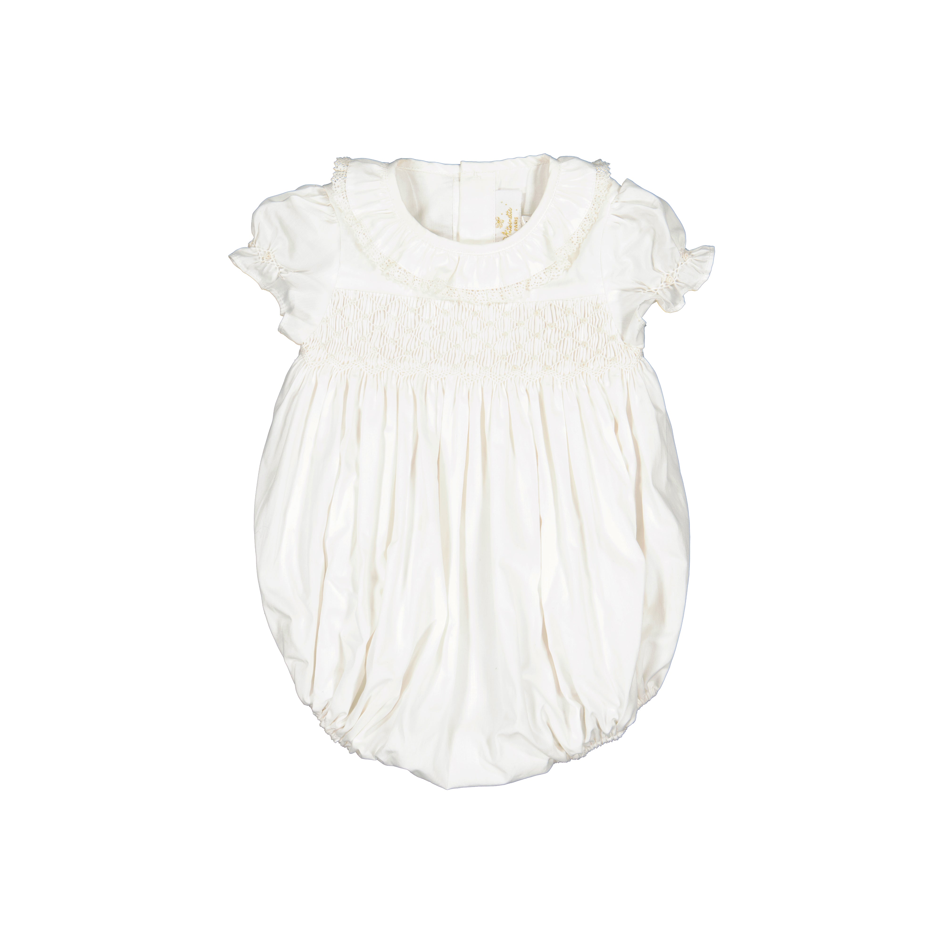 Antoinette Ceremony White Smocked Baby Bubble