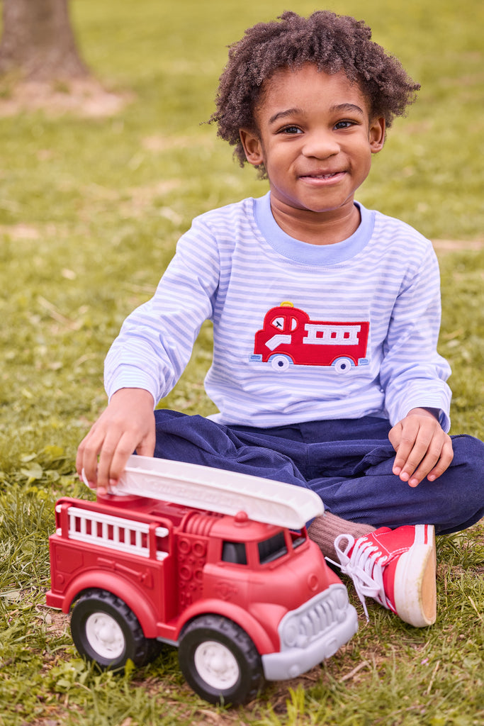 Little English classic kids clothes, banded navy corduroy pant for toddler boys with elastic waistband