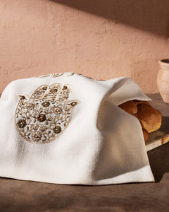 Dinah Challah Cover, Shabbat Shalom in Ivory