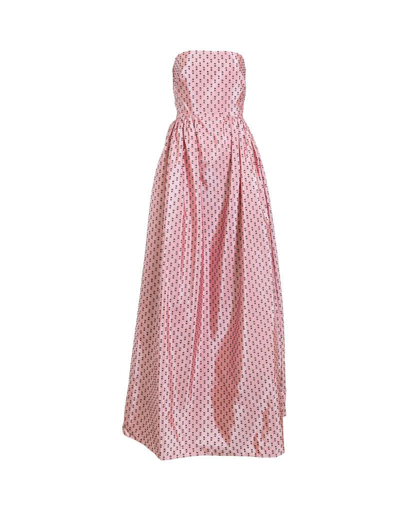 Audrey Gown in Rose Quartz & Noir Multi