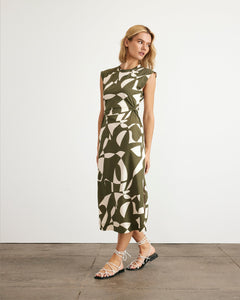Aurora Dress in Fern & Ivory