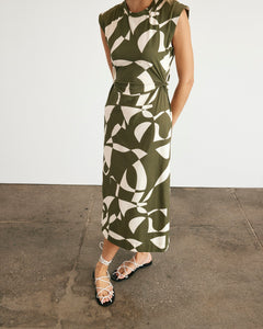 Aurora Dress in Fern & Ivory