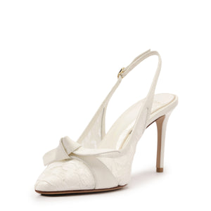 Clarita Bridal Classic Slingback 85 in Pizzo Off White/Ivory