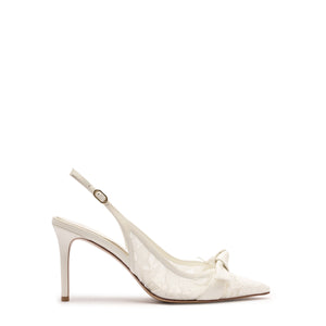 Clarita Bridal Classic Slingback 85 in Pizzo Off White/Ivory