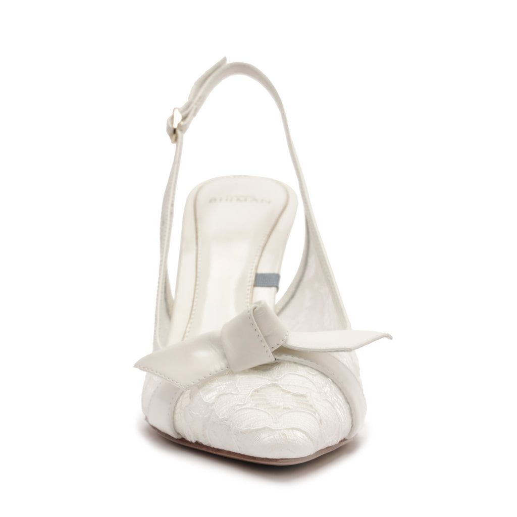 Clarita Bridal Classic Slingback 85 in Pizzo Off White/Ivory