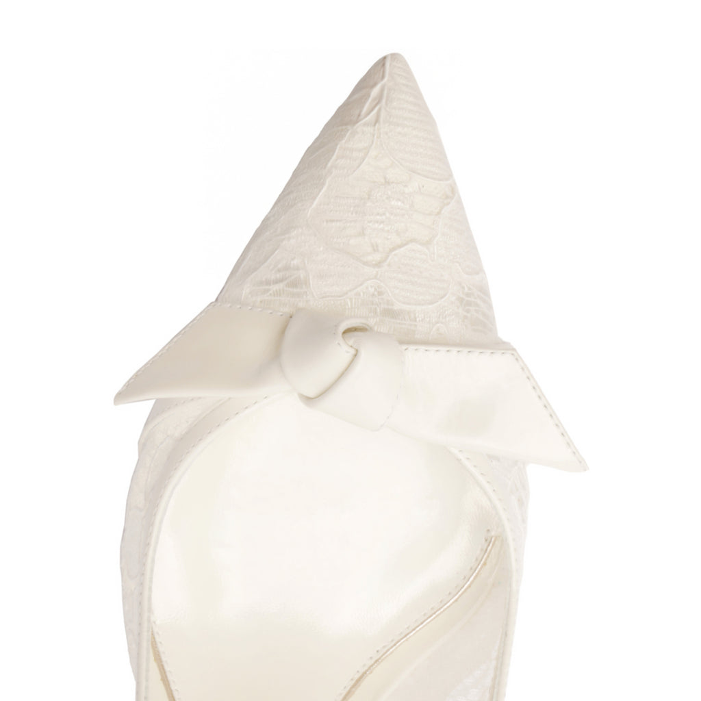 Clarita Bridal Classic Slingback 85 in Pizzo Off White/Ivory