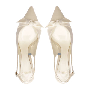 Clarita Bridal Classic Slingback 85 in Seta Bianco