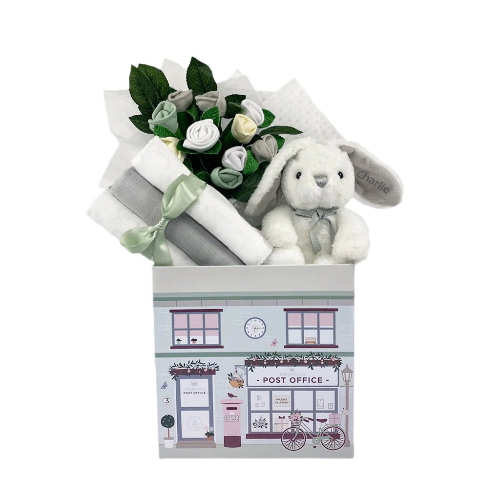 Newborn Baby Girl Personalised Hamper Eco Bunny Soft Toy