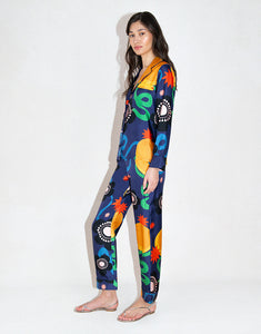 Eden Silk Twill Trouser in Tropical Night Navy