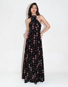 Rosie Crepe Maxi Dress in Sierra Jungle Black
