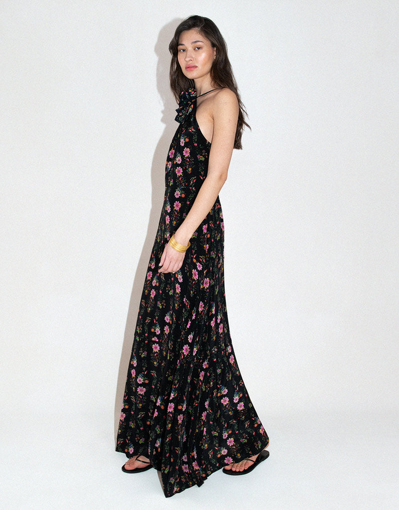Rosie Crepe Maxi Dress in Sierra Jungle Black
