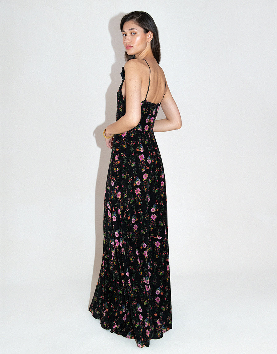 Rosie Crepe Maxi Dress in Sierra Jungle Black