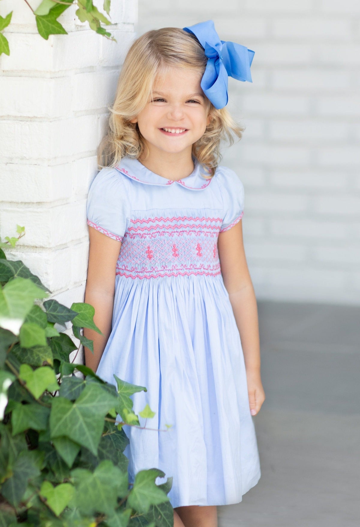 Princess Charlotte Heirloom Blue Smocked Dress