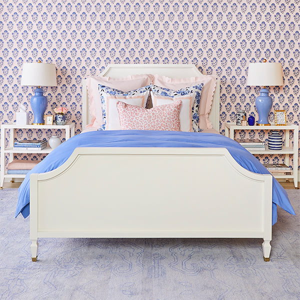 Blue Highland Floral Pillow on Bed