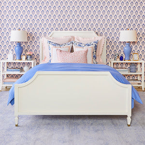 Blue Highland Floral Pillow on Bed