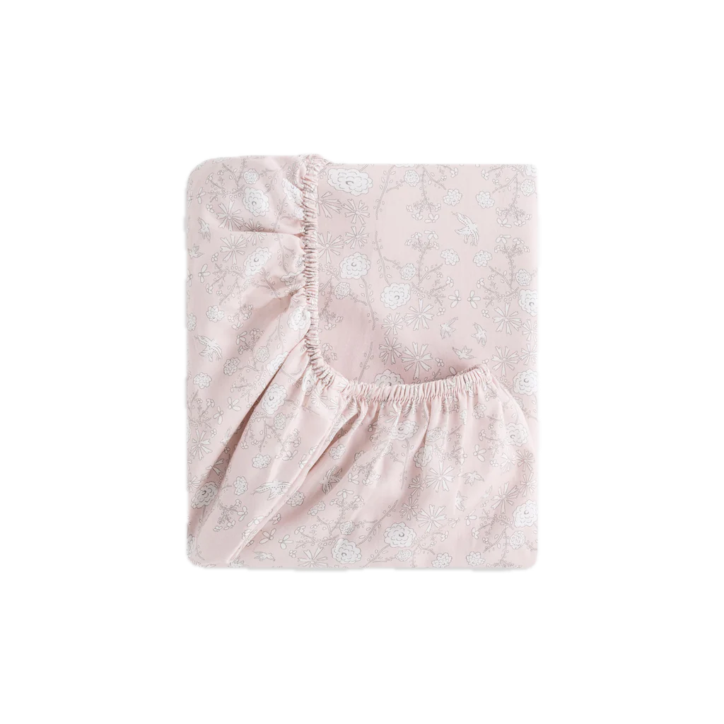 Bird's Song Crib Sheet in Pink