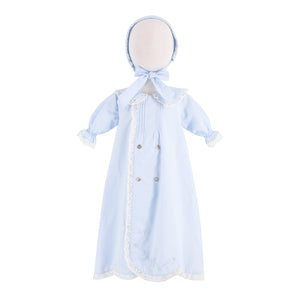 Baby Gown With Bonnet in Light Blue