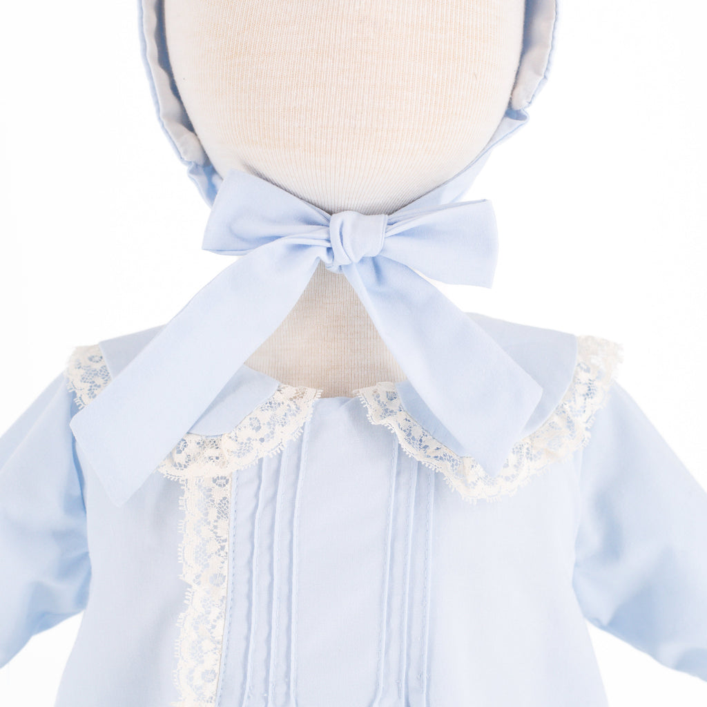 Baby Gown With Bonnet in Light Blue