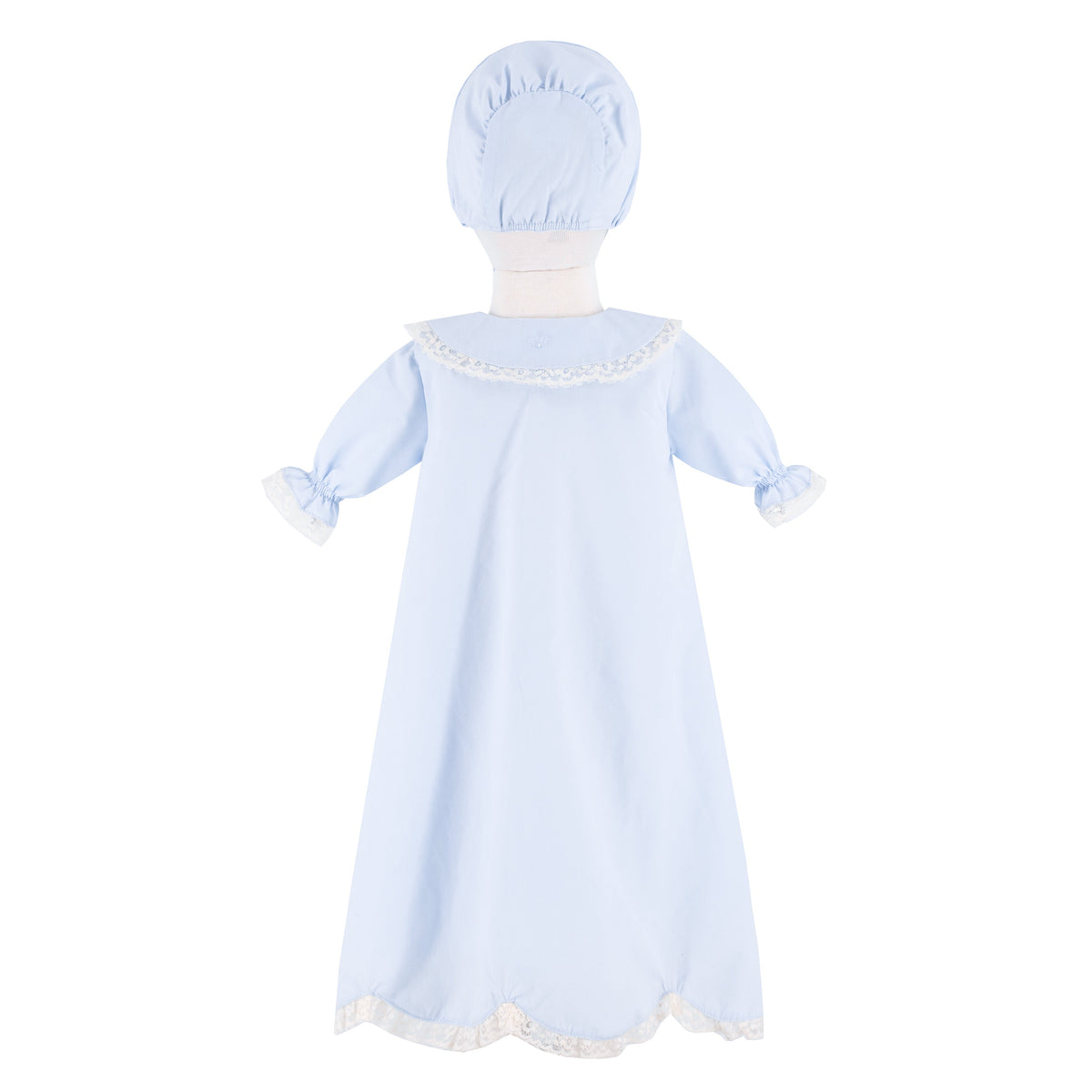 Baby Gown With Bonnet in Light Blue