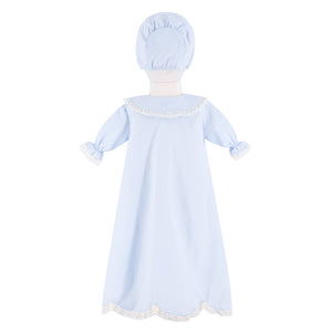 Baby Gown With Bonnet in Light Blue