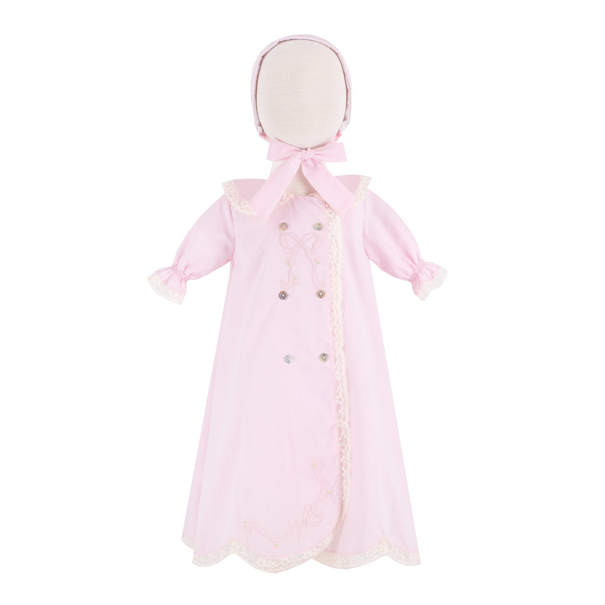 Baby Gown With Bonnet in Pink