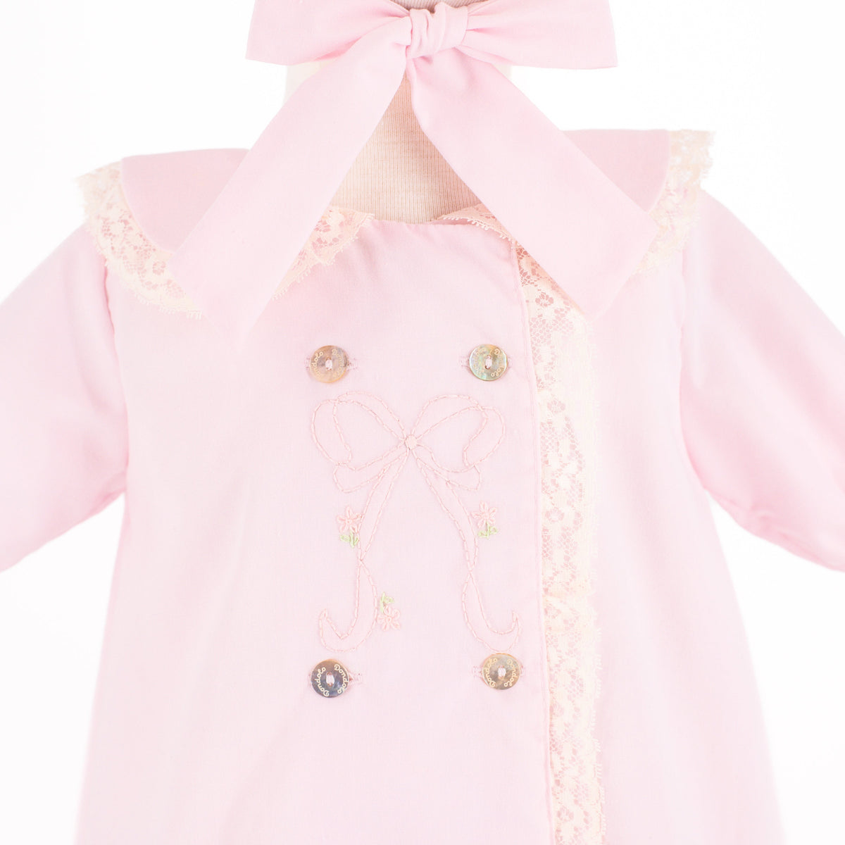 Baby Gown With Bonnet in Pink