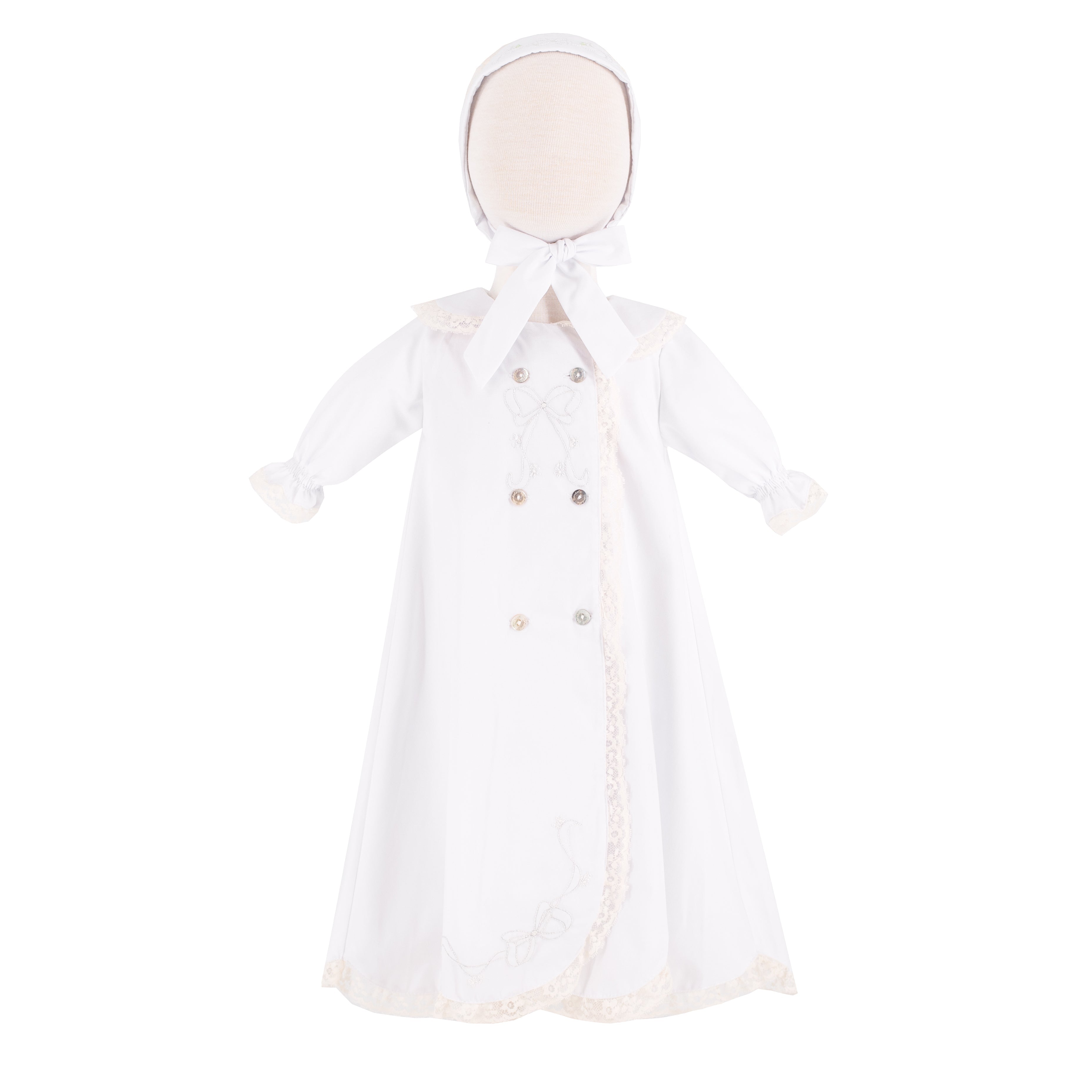 Baby Gown With Bonnet in White