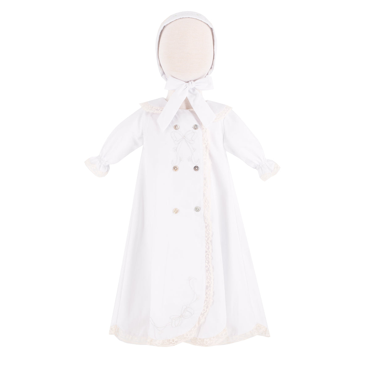 Baby Gown With Bonnet in White