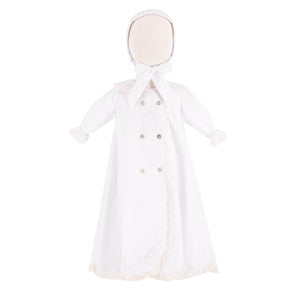 Baby Gown With Bonnet in White