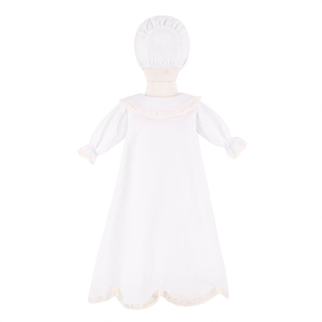 Baby Gown With Bonnet in White