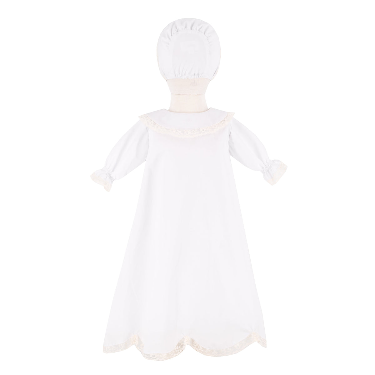 Baby Gown With Bonnet in White