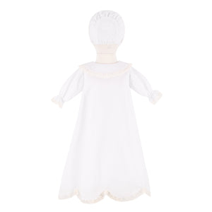 Baby Gown With Bonnet in White