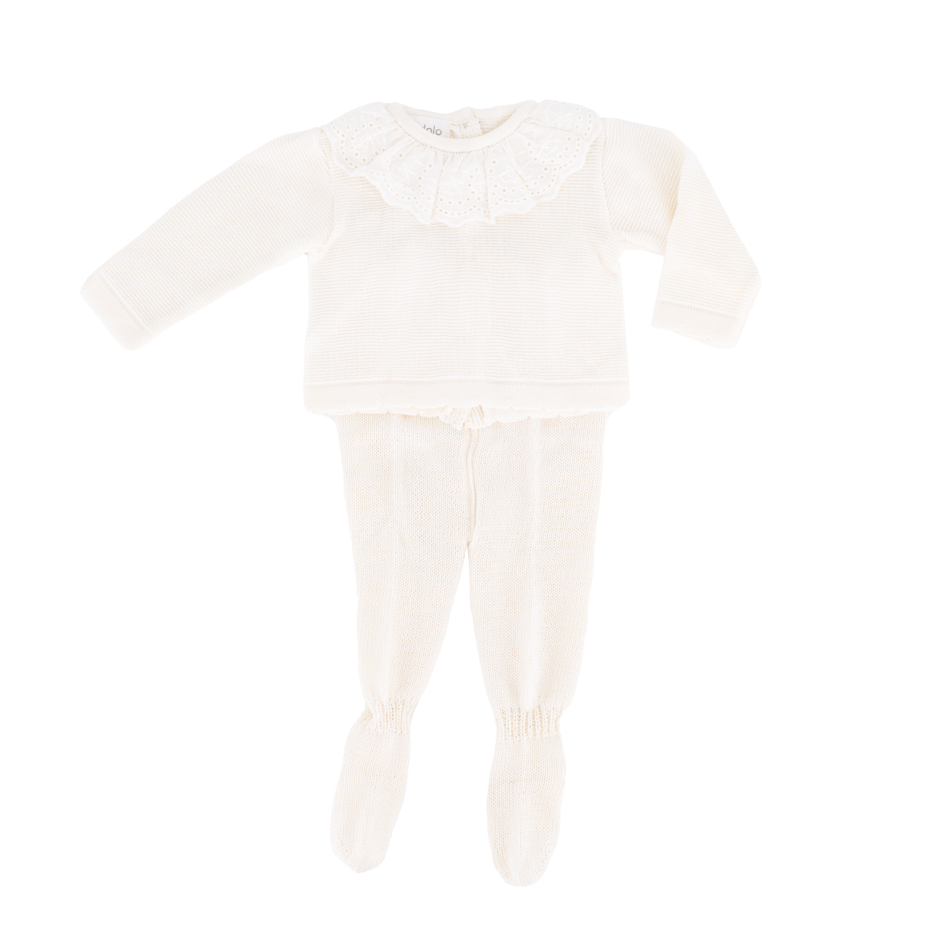Knit Baby Girl Sweater & Stockings Set in Ivory