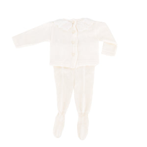 Knit Baby Girl Sweater & Stockings Set in Ivory