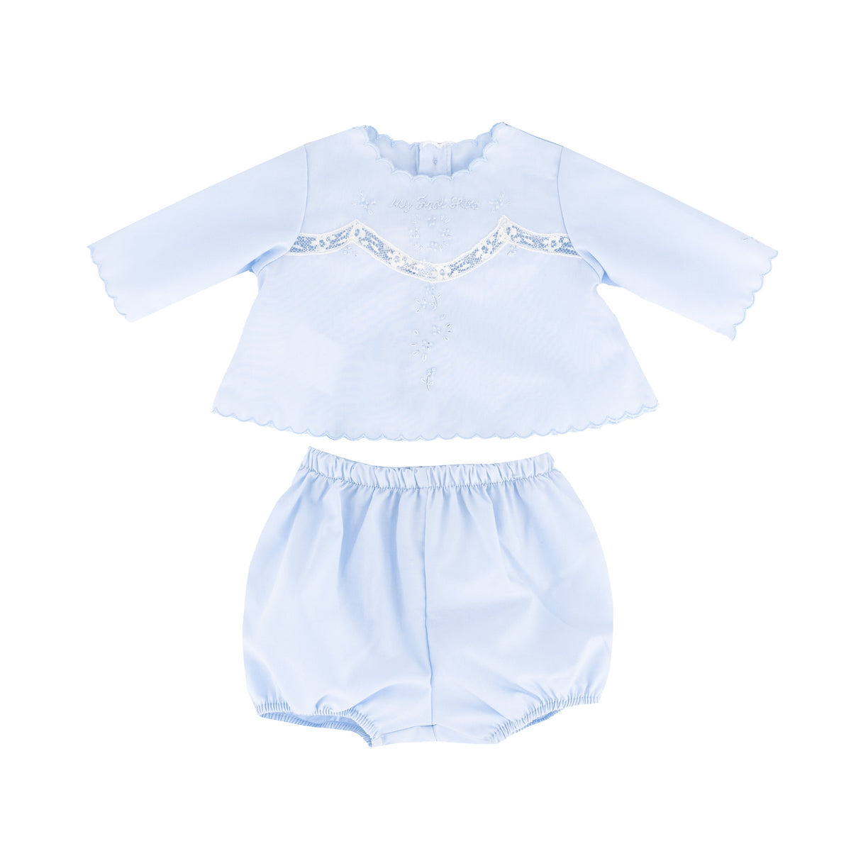 Baby's First Shirt & Bloomers in Light Blue
