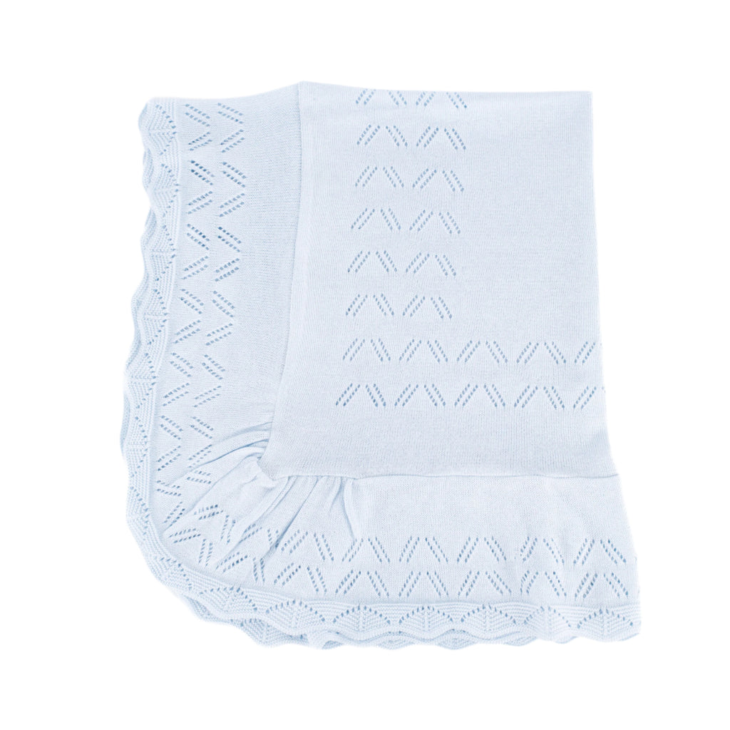 Knit Baby Blanket in Light Blue