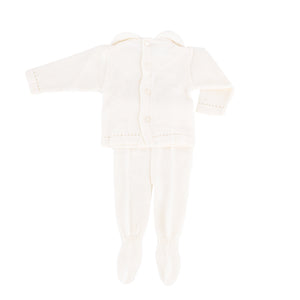 Knit Baby Sweater & Stockings Set in Ivory