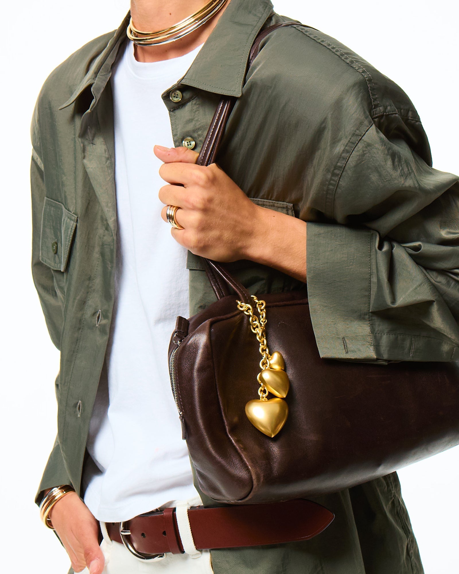 The Puffy Heart Bag Charm in Gold