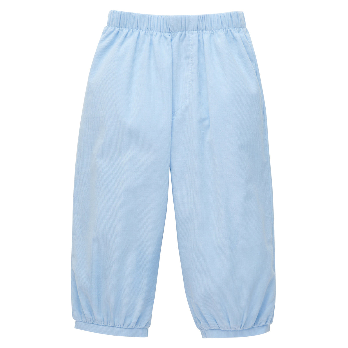 Little English traditional clothing, light blue corduroy pant with banded cuff and elastic waistband for little boys