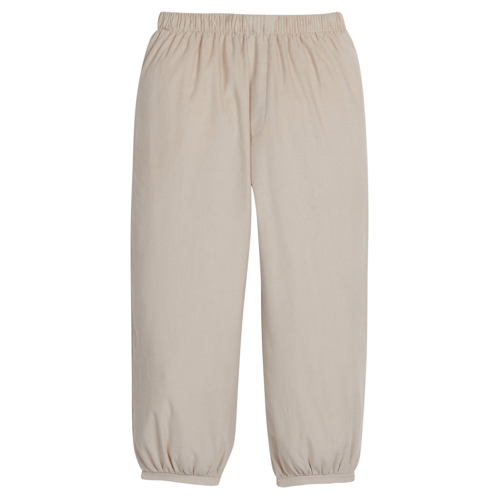 Little English traditional boy's banded elastic waist pant in khaki corduroy for fall
