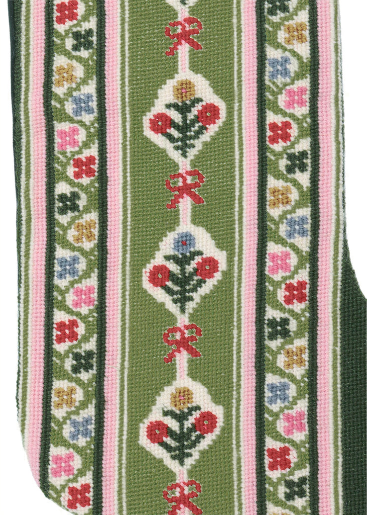 Velvet Cuff Needlepoint Floral Stocking
