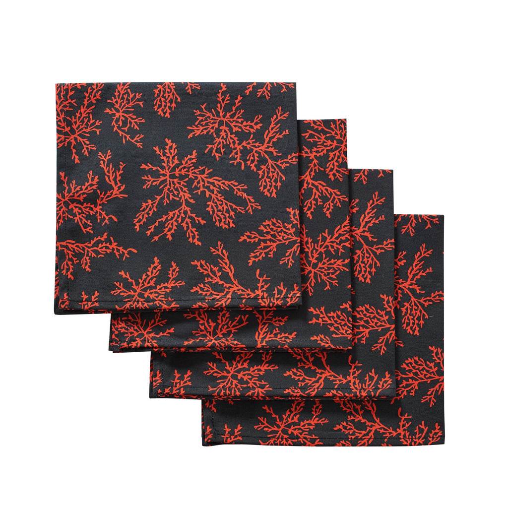 Black Coral Napkins (4) Shells Chefanie