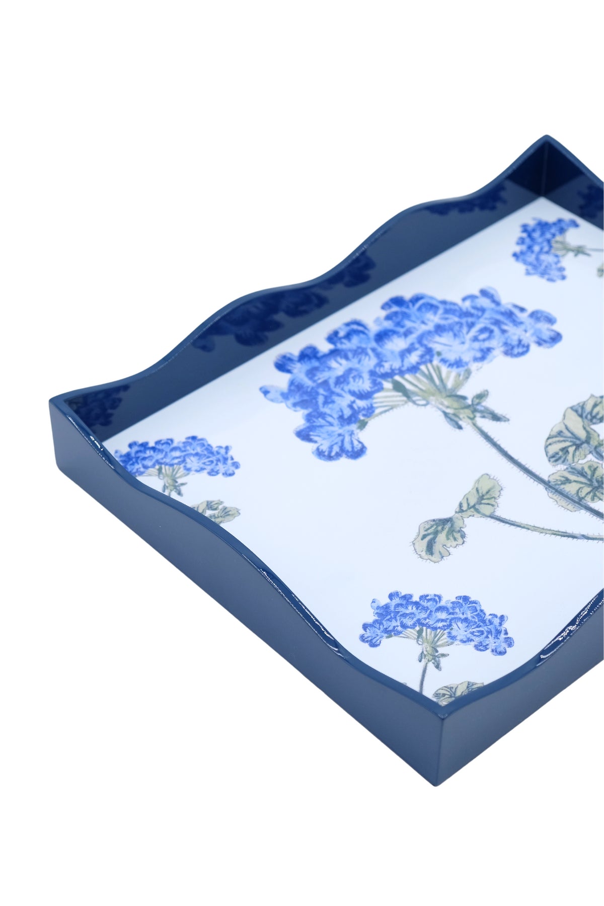 Blue Hydrangea Lacquerware Scalloped Tray