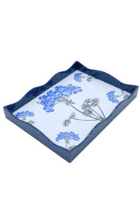 Blue Hydrangea Lacquerware Scalloped Tray