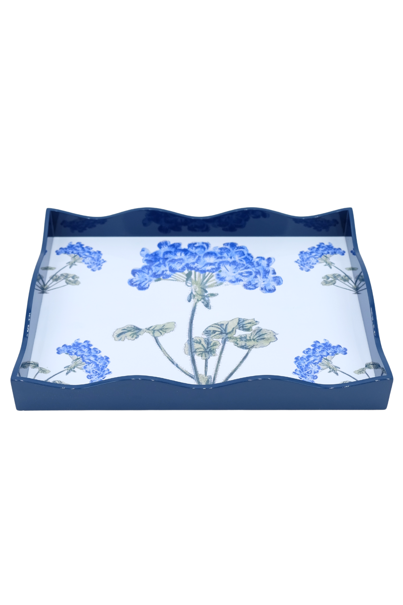 Blue Hydrangea Lacquerware Scalloped Tray